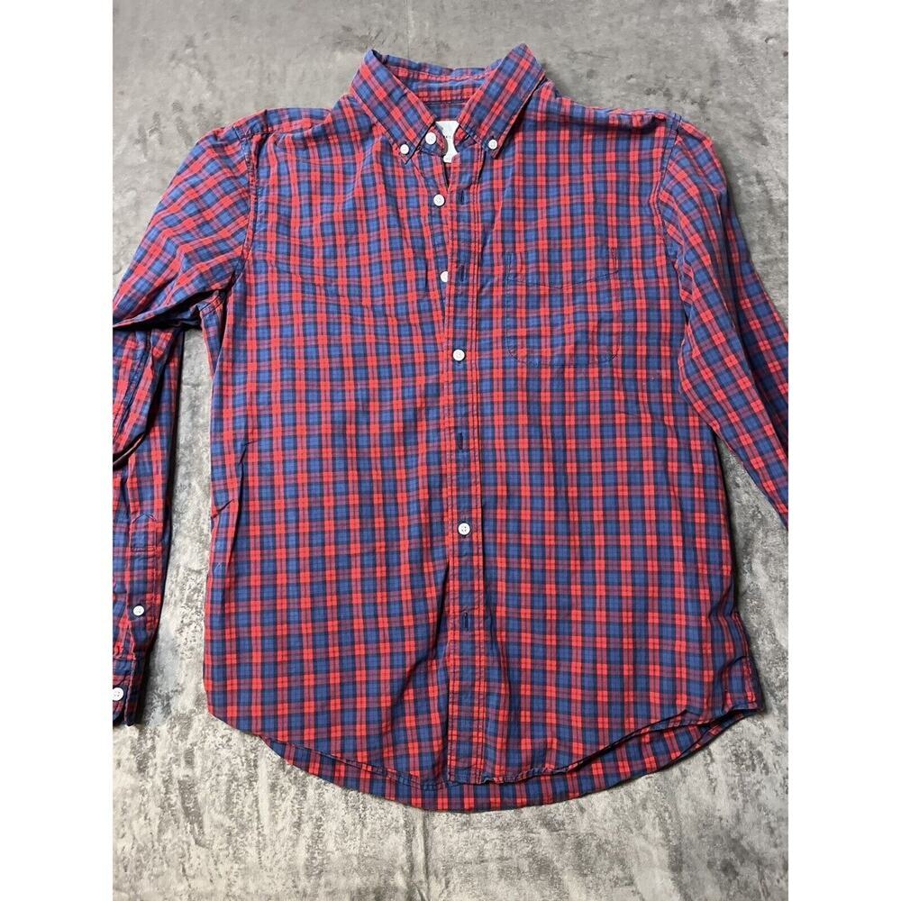 American Eagle Shirt Mens L Red Plaid Long Sleeve Button Up‎ Large